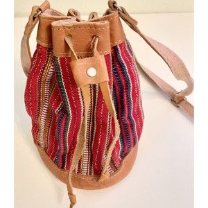 Handmade Vintage Guatemala small cross body bag Red/yellow/Designs/Bohemian 8in